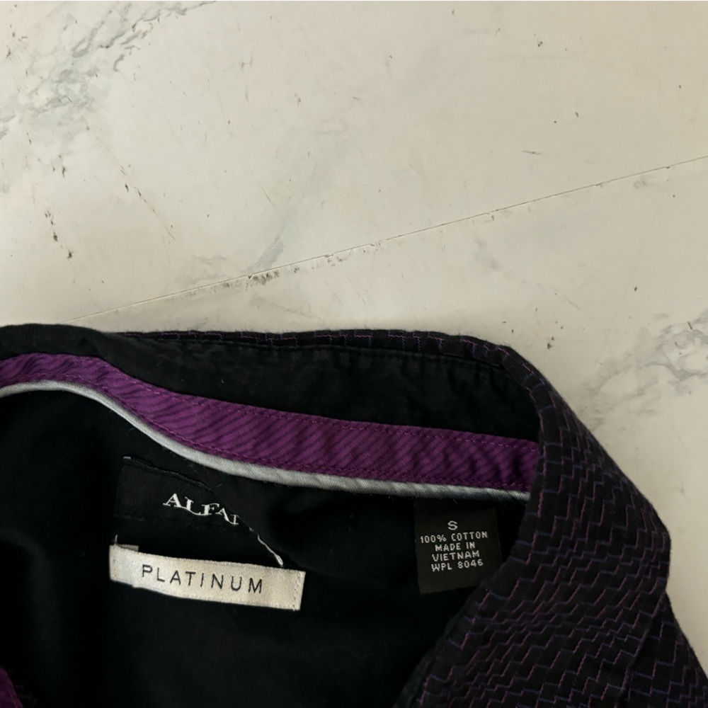 Alfani Mens Platinum Long Sleeve Button Down Shirt Sz S Black Purple Cotton D1​​ - Picture 5 of 5